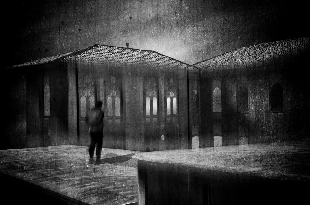 Solitary Figure Dark Night by Raffaele Corte — canvas wall art