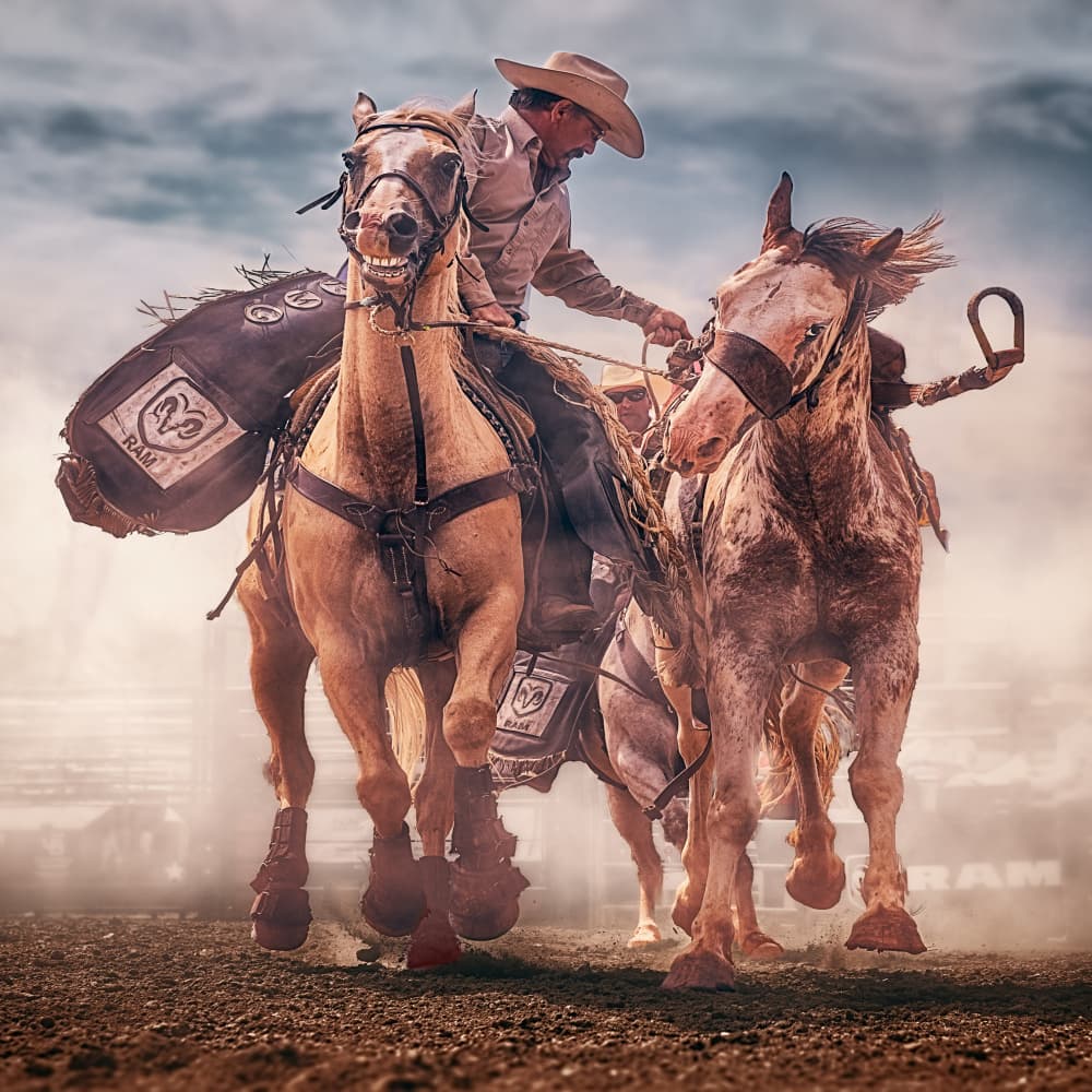 Rodeo Cowboy Horse Action by Ben.C.L — canvas wall art