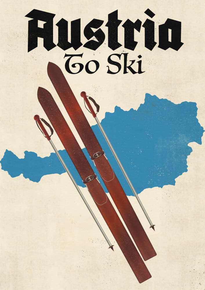 Vintage Austria Skiing by Nicholas — canvas wall art