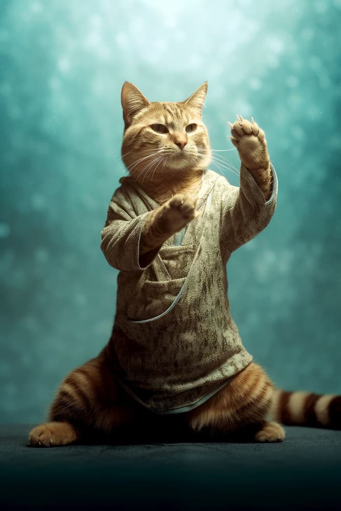 Martial Arts Cat by Justyna Jaszke — canvas wall art