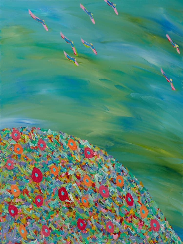 Colorful Birds And Flowers by Helen Joynson — canvas wall art