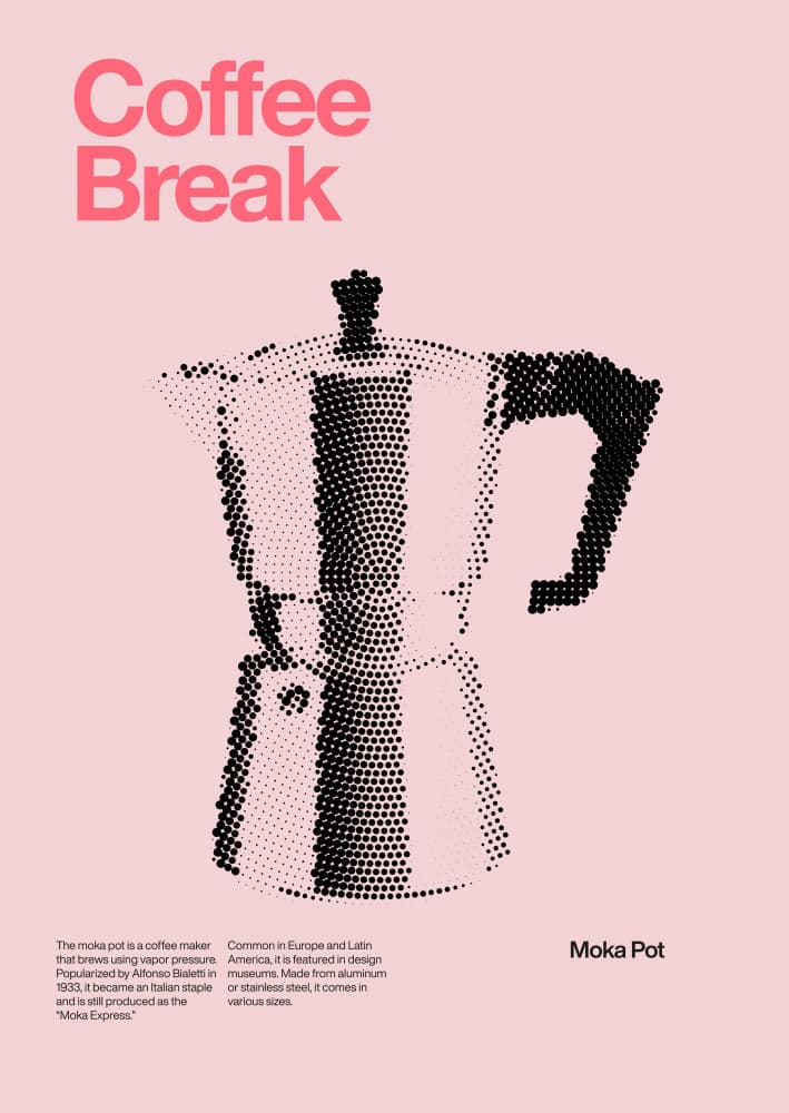Pink Moka Pot Coffee by David Vineïs — canvas wall art
