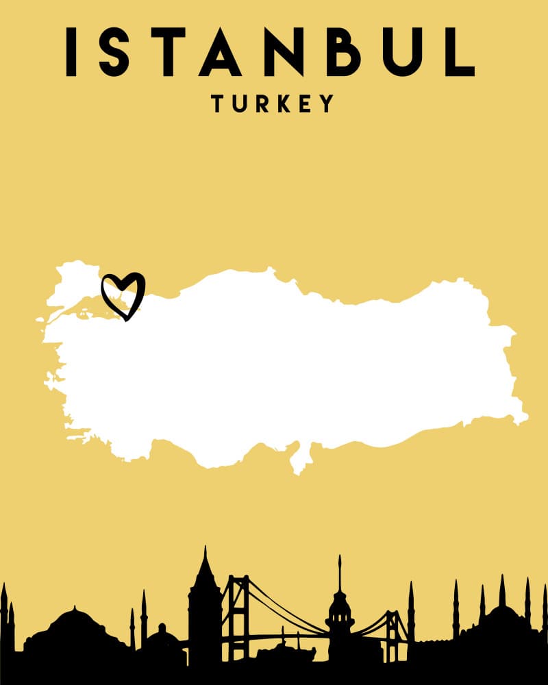 Istanbul Turkey Map Skyline by Emiliano Deificus — canvas wall art