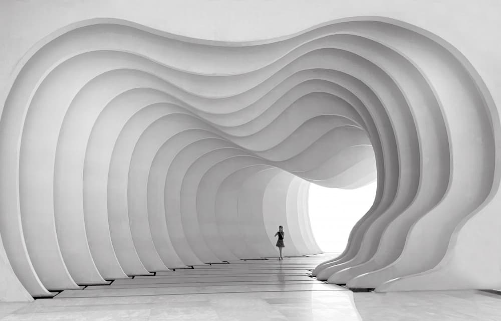 Woman in White Wavy Tunnel by Ivan Huang — canvas wall art