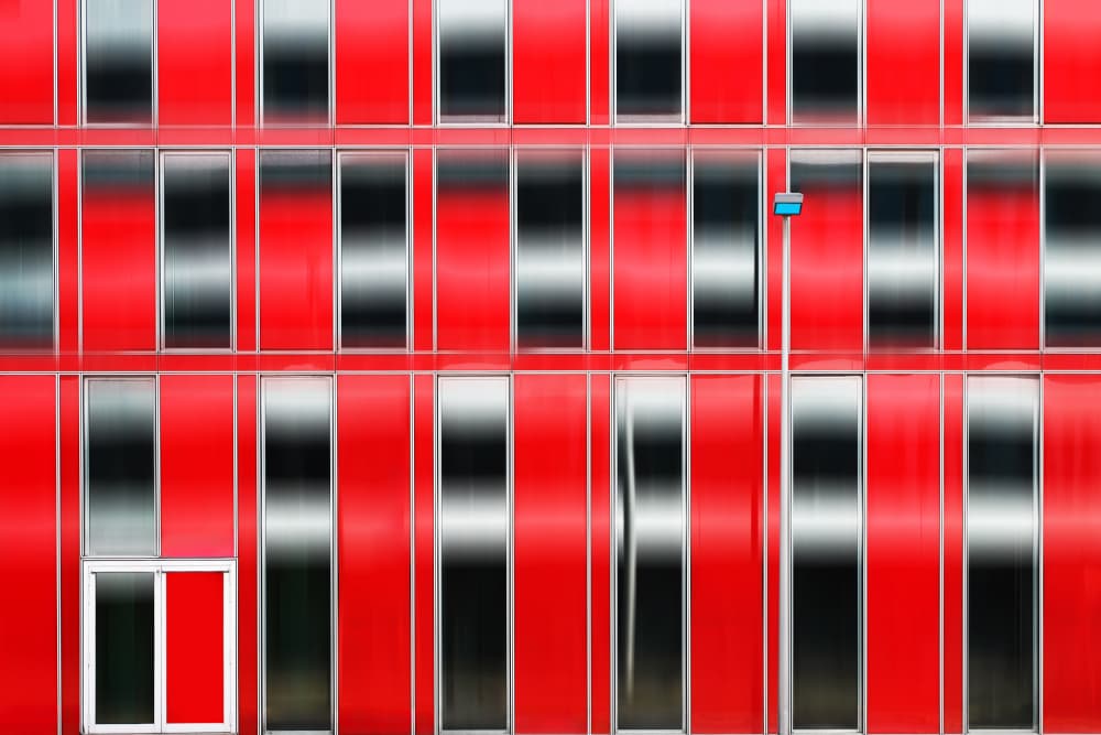 Modern Red Facade by Hans-Wolfgang Hawerkamp — canvas wall art