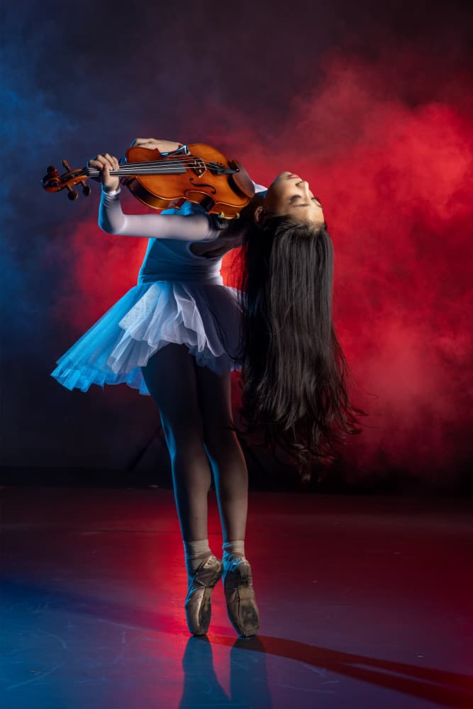 Ballerina Violin Performance by Sally Widjaja — canvas wall art