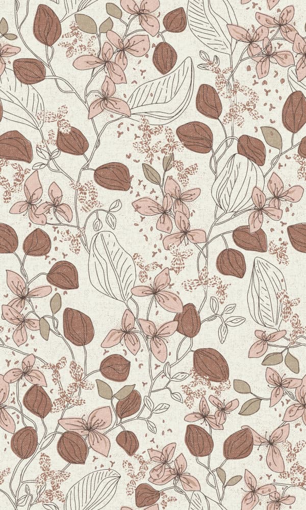 Pink Botanical Pattern by Annick — canvas wall art