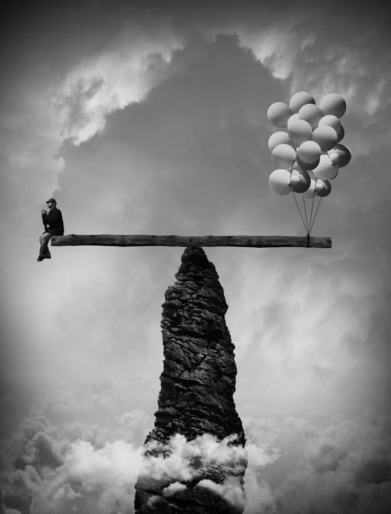 Surreal Balance Above Clouds by Hari Sulistiawan — canvas wall art