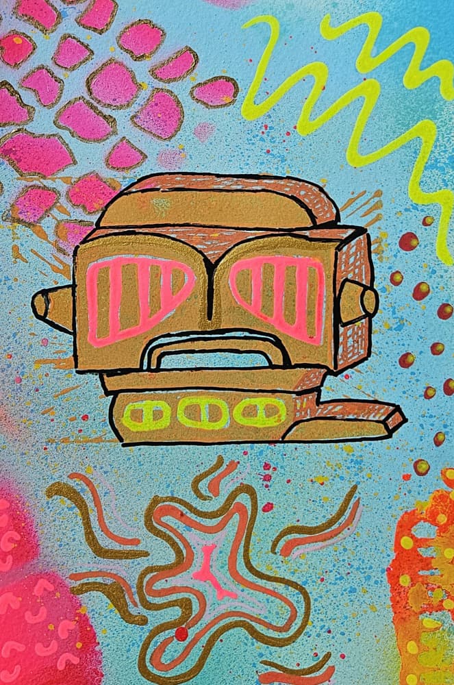 Funky Urban Robot by Olea Huuska — canvas wall art