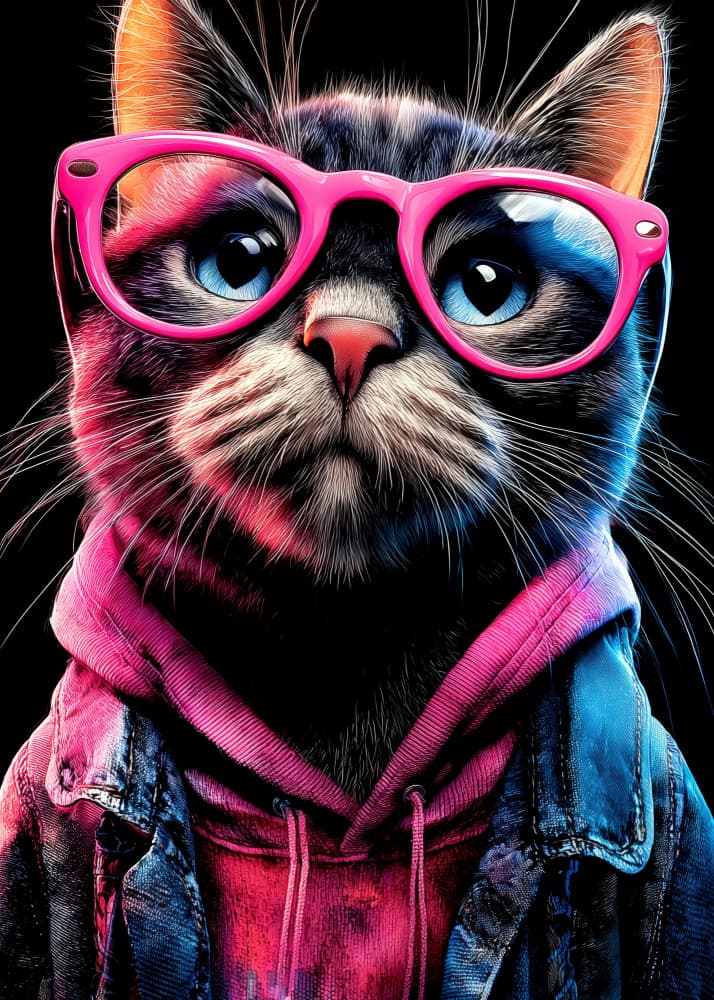 Cool Cat Pink Glasses by Justyna Jaszke — canvas wall art