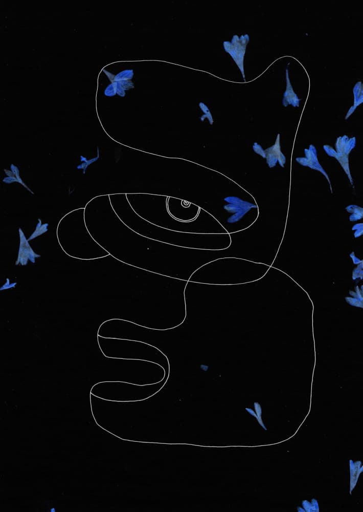 Blue Floral Gaze by Santhosh ch — canvas wall art