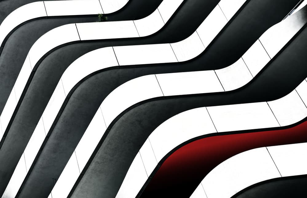 Abstract Red Curves by Hans-Wolfgang Hawerkamp — canvas wall art