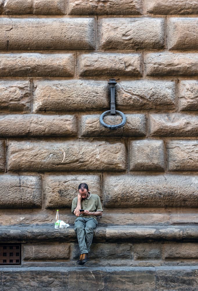 Man on Ancient City Wall by Karim Al Thahaby — canvas wall art
