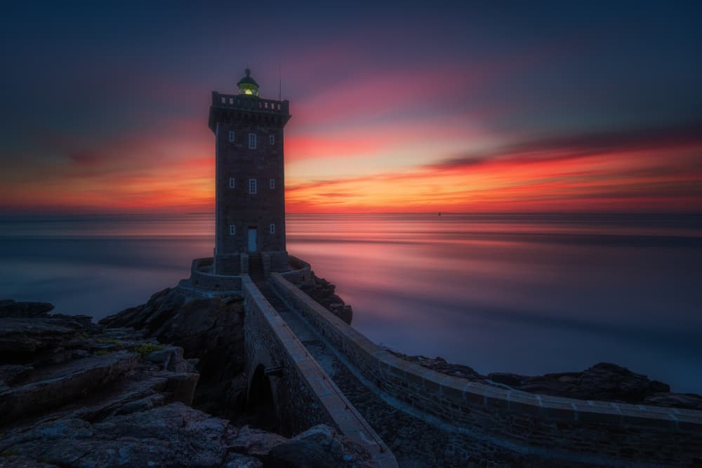 Vibrant Sunset Lighthouse by Adam Pachula — canvas wall art