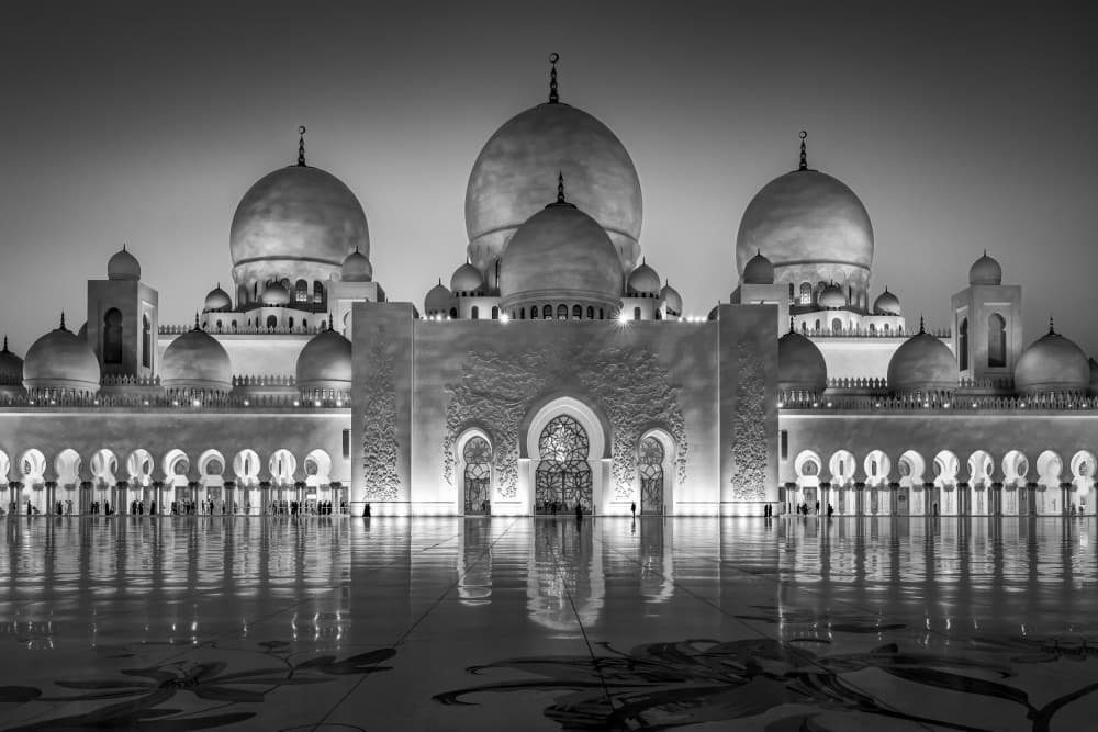 Sheikh Zayed Night Reflection by Irene Wu — canvas wall art