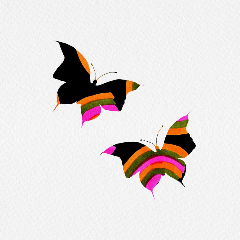 Vibrant Striped Butterflies by Michele Channell — canvas wall art