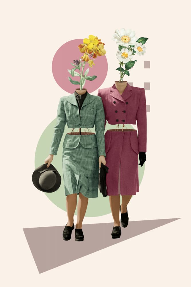 Vintage Flower Headed Women by Marja van den Hurk — canvas wall art
