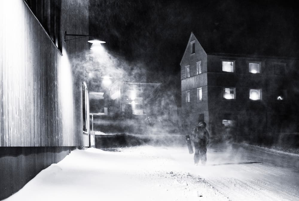 Blizzard Night Walk by Julien Oncete — canvas wall art