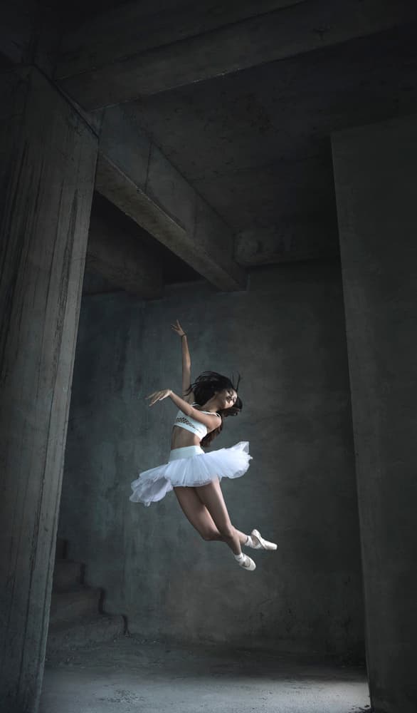 Floating Ballerina in Concrete by Sebastian Kisworo — canvas wall art