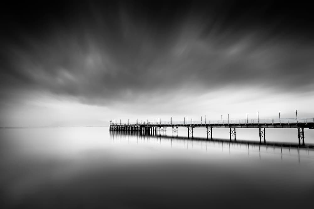 Moody Pier Seascape by George Digalakis — canvas wall art