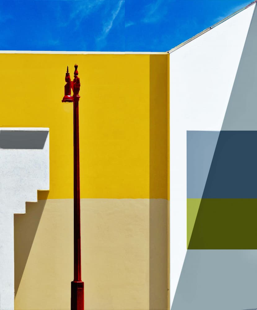 Red Lamppost Geometry by Arnon Orbach — canvas wall art