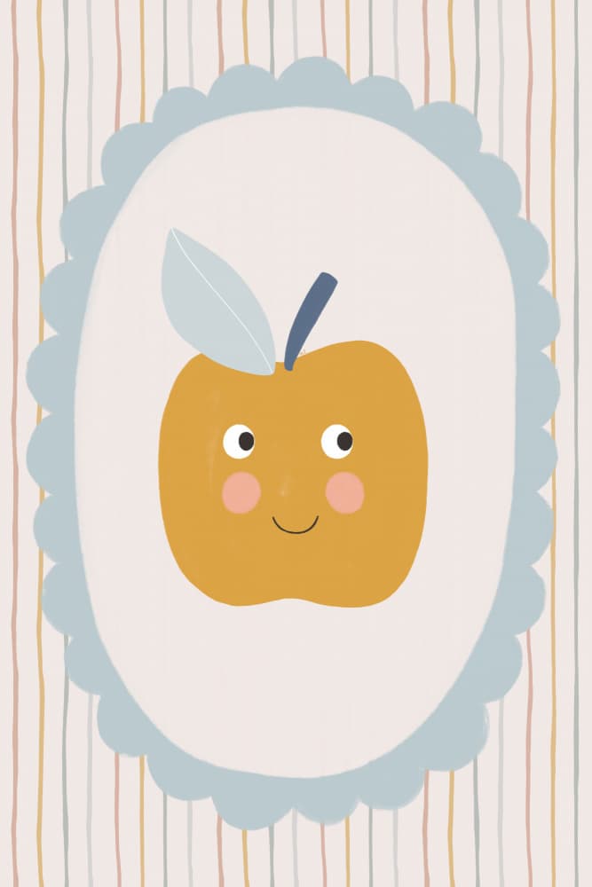 Happy Striped Apple by Menina Lisboa — canvas wall art
