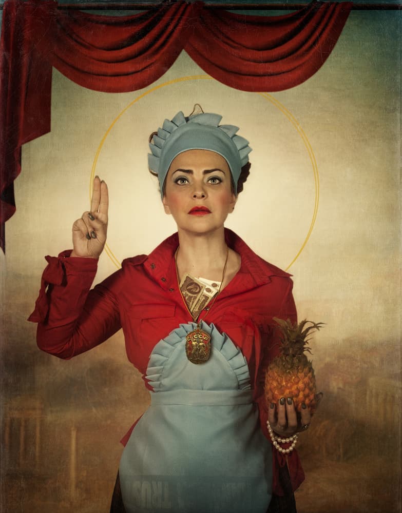 Woman with Pineapple Halo by Svetlana Melik-Nubarova — canvas wall art