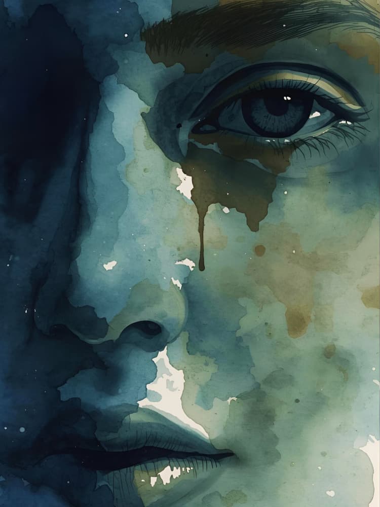 Emotional Watercolor Portrait by Ohkimiko — canvas wall art