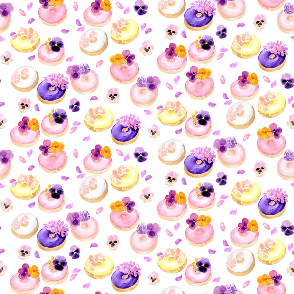 Sweet Floral Donut Pattern by Rosana Laiz Blursbyai — canvas wall art