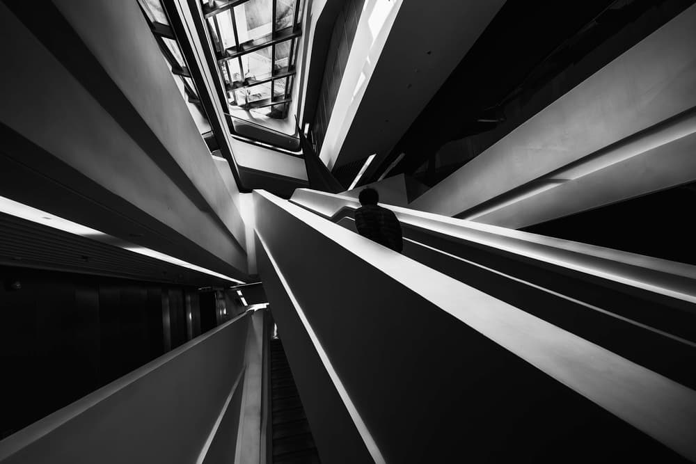 Geometric Escalator Lines by Koji Tajima — canvas wall art