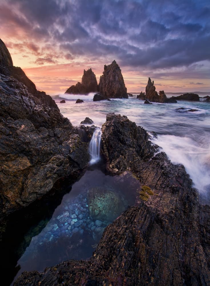 Twilight Coastal Falls by Yan Zhang — canvas wall art