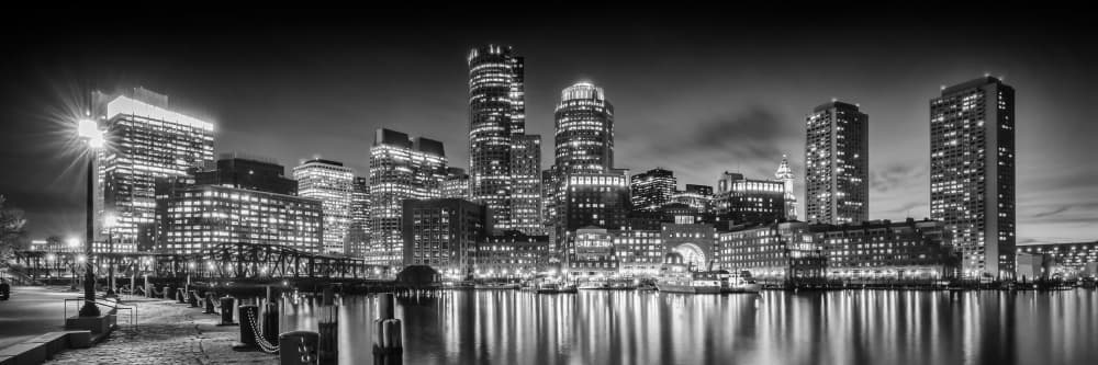Boston Night Skyline by Melanie Viola — canvas wall art