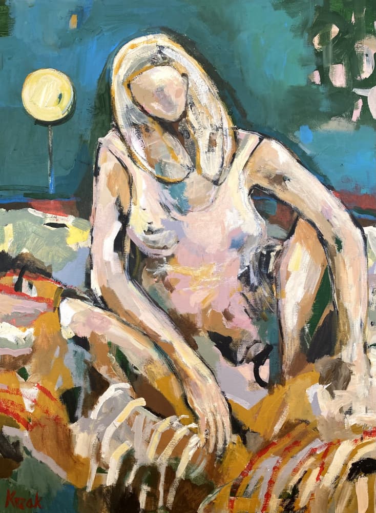 Relaxed Blonde Figure by Magdalena Krzak — canvas wall art