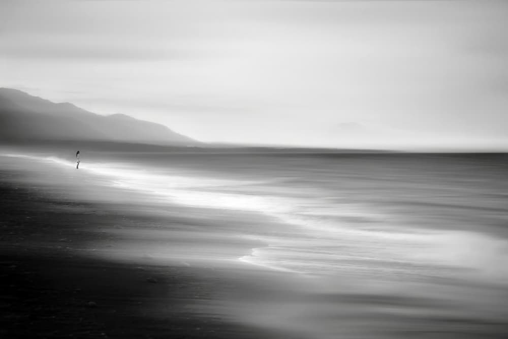 Solitary Beach Stroll by MingLun Tsai (蔡明倫) — canvas wall art