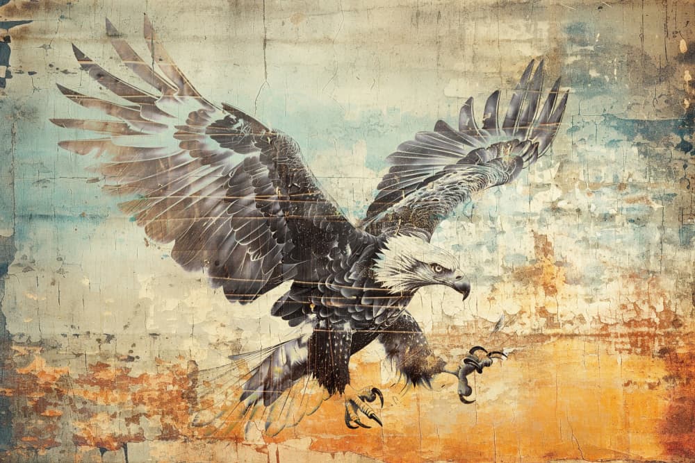 Majestic Eagle Grunge Flight by Rafal Kulik — canvas wall art