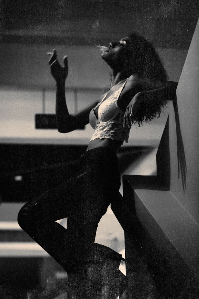 Stylish Woman Smoking by Mehdi Mokhtari — canvas wall art