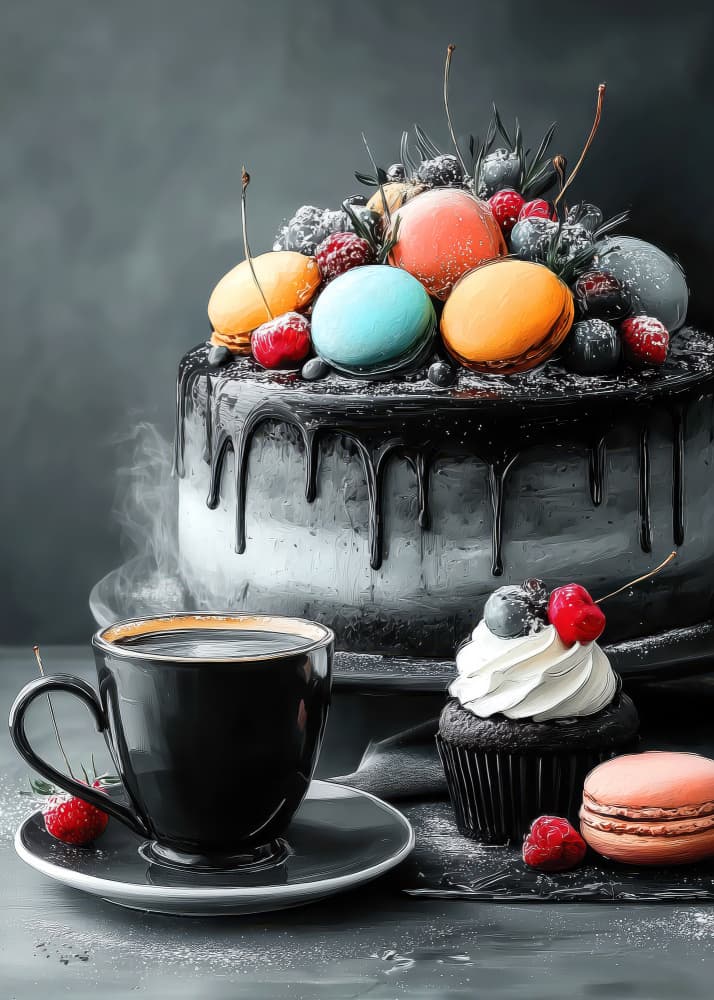 Dark Decadent Desserts by Justyna Jaszke — canvas wall art