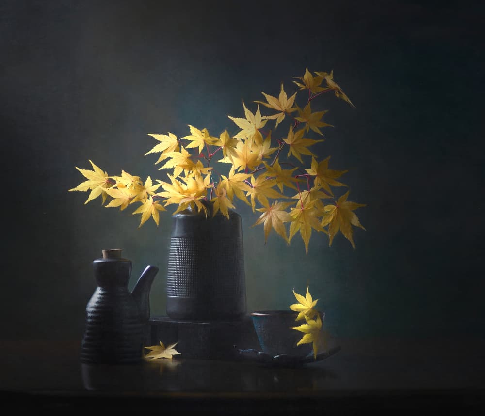 Golden Maple Still Life by Catherine Wang — canvas wall art