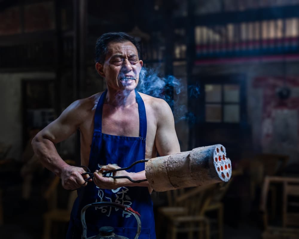 Smoking Artisan Workshop by Irene Wu — canvas wall art