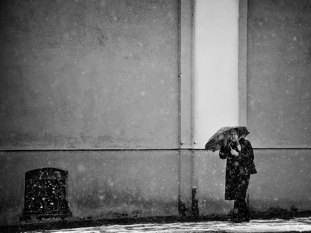 Winter Umbrella Walk by Nicoleta Gabor — canvas wall art