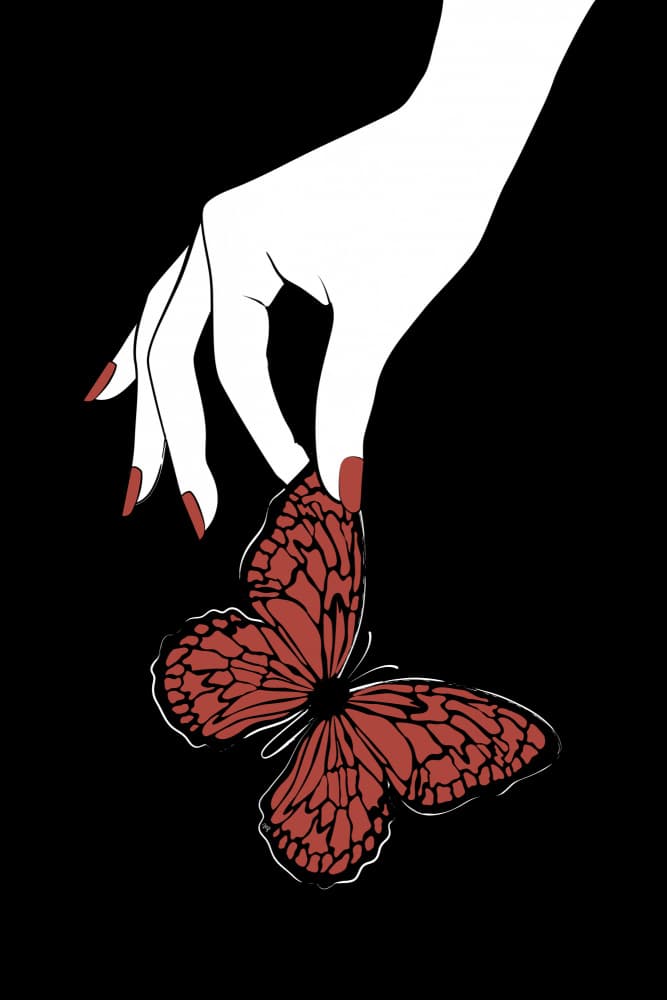 Holding a Red Butterfly by Martina — canvas wall art