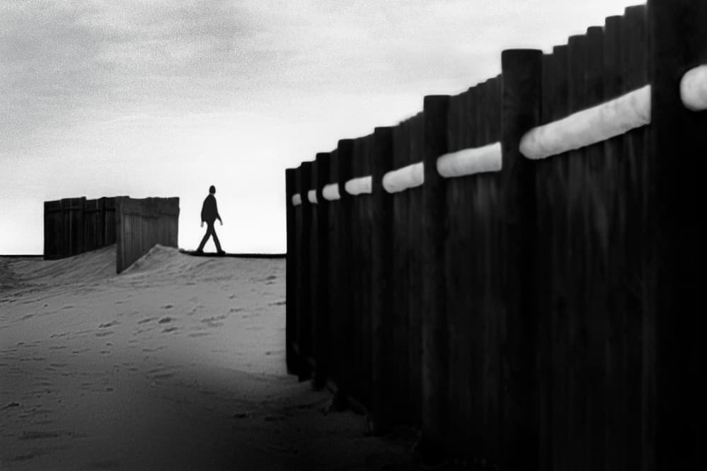 Solitary Walker By Fence by Paulo Abrantes — canvas wall art