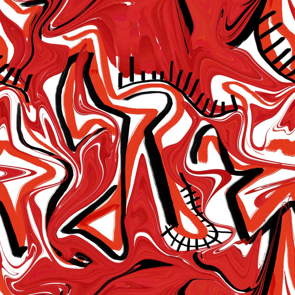 Abstract Fluid Red Swirls by Pecilia Mariano — canvas wall art