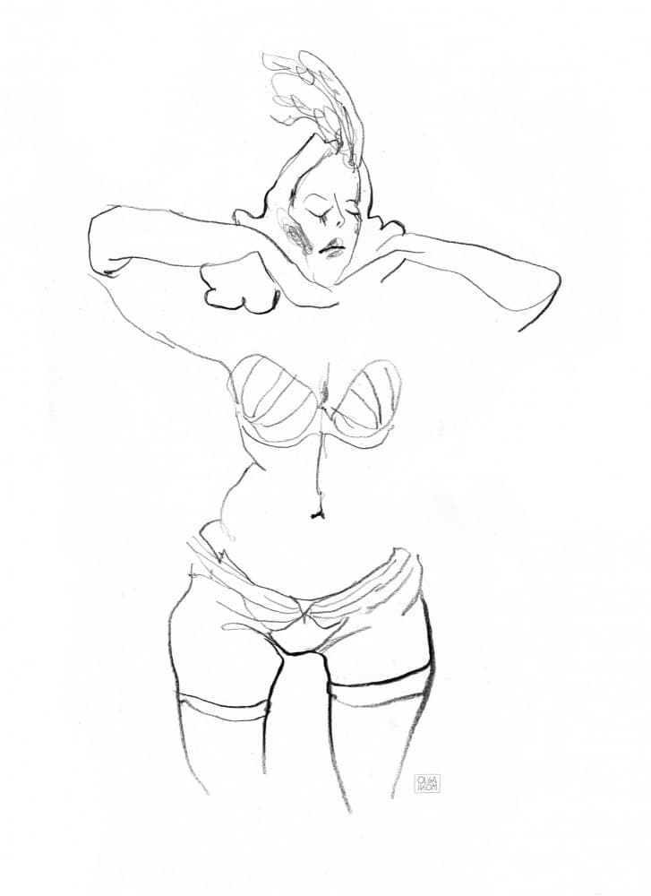 Sensual Lingerie Drawing by Olga Skomorokhova — canvas wall art
