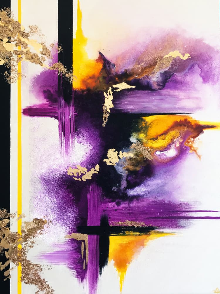 Energetic Purple Gold by Alyson Storms — canvas wall art