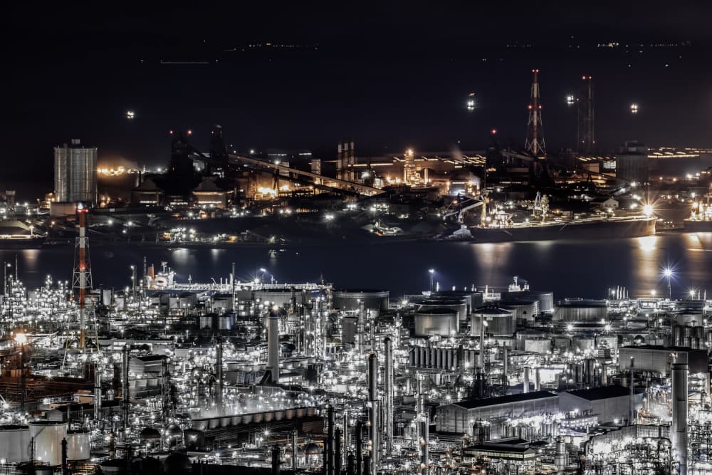 Industrial Night Lights by Tomoshi Hara — canvas wall art