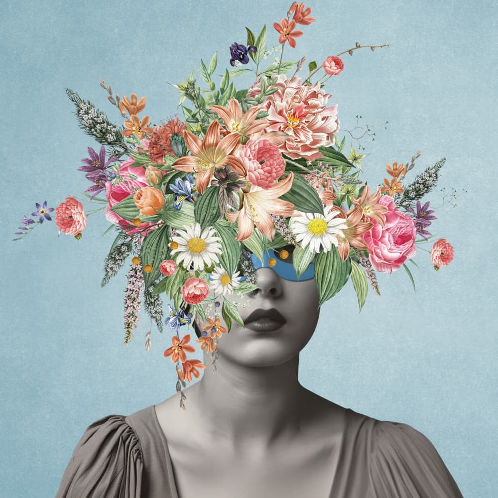 Dreamy Floral Woman by Marja van den Hurk — canvas wall art