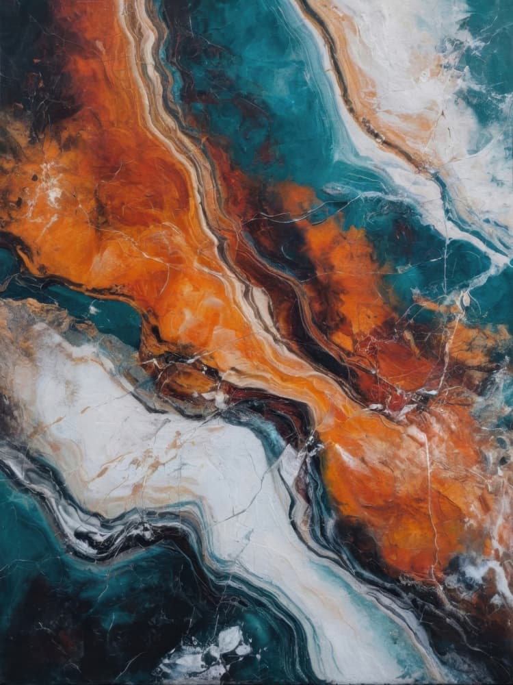 Orange Teal Stone Waves by Alpenglow Workshop — canvas wall art