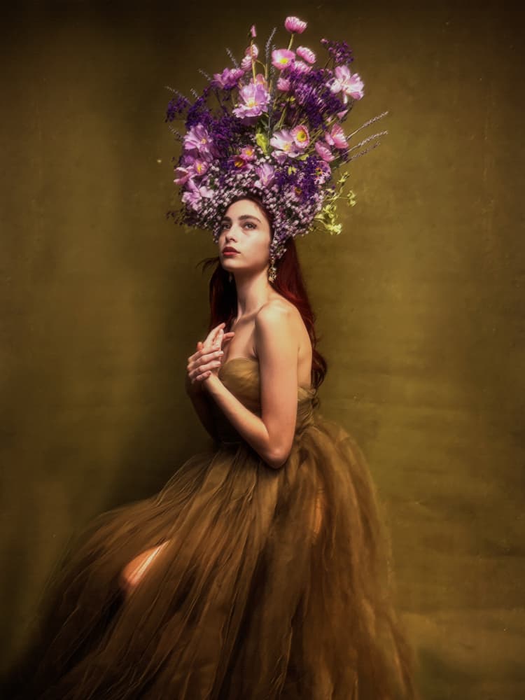 Regal Floral Crown by Linda Lu — canvas wall art