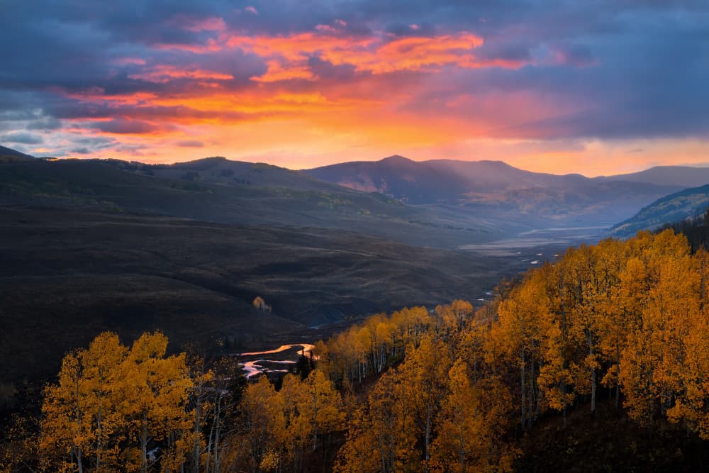 Golden Autumn Mountain Valley by John Fan — canvas wall art